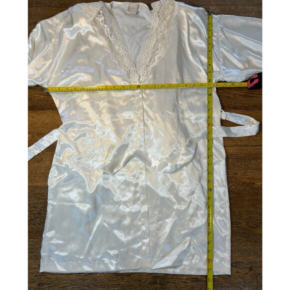 New! California Dynasty Satin Robe & Gown Set in Ivory Vintage Deadstock Sz M - Picture 2 of 6